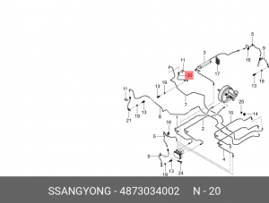 Шланг тормозной SSANGYONG Actyon (10-) задний левый OE 4873034002 SSANG YONG