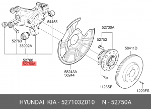 Цапфа HYUNDAI i40 (11-) ступицы колеса заднего левого OE 527103Z010 HYUNDAI KIA