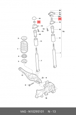 Гайка VW AUDI SEAT SKODA OE N 102 951 01 VAG
