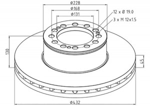 Диск торм 432/131x45/130 12n-168-d19 MAN перед 036.121-00A PETERS ENNEPETAL