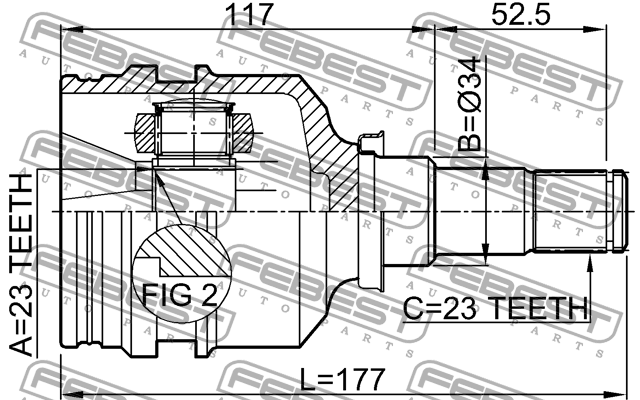 ШРУС внутренний 23X34X23 0111-001 FEBEST