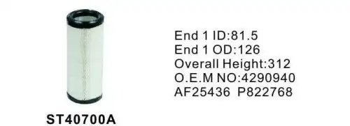 Фильтр воздушный  ST40700A A8505 3EB0234750 AF25553 1348726 R1401-42271 11FK-200 ST40700A STAL