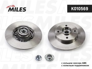 Диск тормозной задний с подшипником CITROEN C4 1.4-2.0 04-/PEUGEOT 307 1.4-2.0 0 K010569 MILES