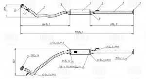 Глушитель Honda CR-V (95-) 2.0i доп. (резонатор) (алюм. сталь) (EAM 0329) EAM 0329 TRIALLI