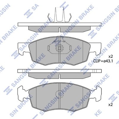 Колодки тормозные FIAT Doblo (01-) передние (4шт.) SANGSIN SP1198 SANGSIN