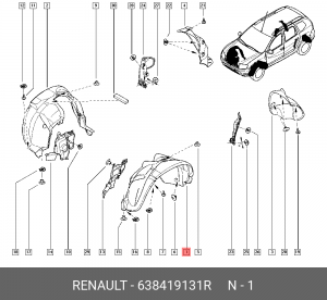 подкрылок передний левый!\ Renault Duster 1.6/2.0/1.5dCi 09> 638419131R RENAULT