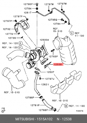 прокладка турбины!\ Mitsubishi Pajero/Montero 1515A102 MITSUBISHI