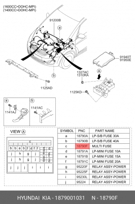 Предохранитель KIA Soul (09-) комплект OE 1879001031 HYUNDAI KIA