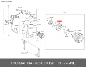 Шкив HYUNDAI Santa Fe (00-) компрессора кондиционера OE 976433K120 HYUNDAI KIA