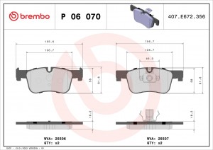 Колодки тормозные P06070 P06070 BREMBO