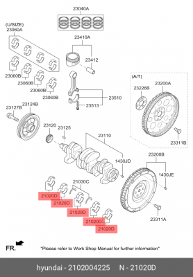 Вкладыш коренной 2102004225 HYUNDAI KIA