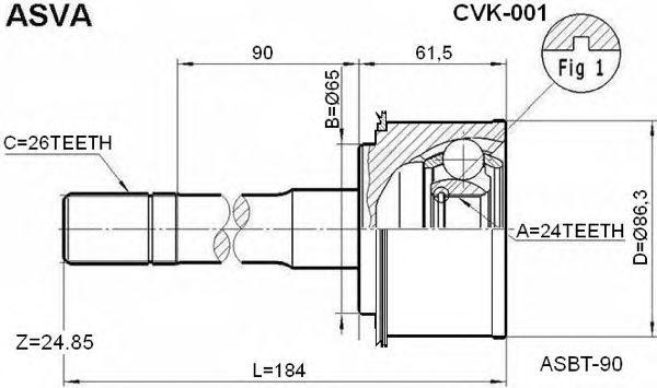 ШРУС НАРУЖНЫЙ 12 CVK001 CVK-001 ASVA