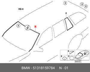 уплотнитель лобового стекла!\ BMW 5-ser E39 95-03 51 31 8 159 784 BMW