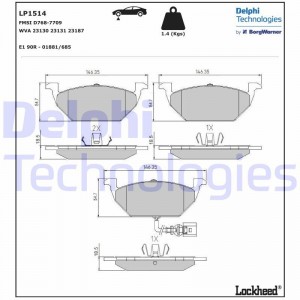 LP1514 колодки дисковые п.\ VWGolf, Skoda Octavia 1.4-1.9SD 99>датч. LP1514 DELPHI