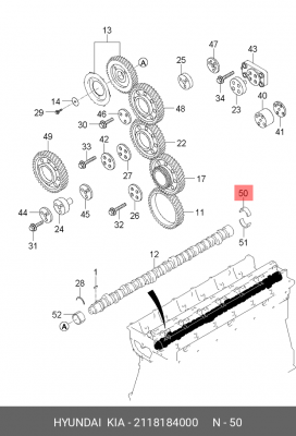 Вкладыш HYUNDAI HD250,260,270,370,500,Universe дв.D6CC/CA/CB38/41 распредвала ве 2118184000 HYUNDAI KIA
