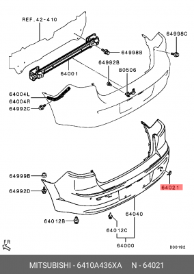 заглушка бампера заднего !буксировочного крюка \ Mitsubishi Lancer 07> 6410A436XA MITSUBISHI