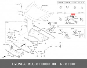 Замок капота HYUNDAI TUCSON 16- 81130D3100 MOBIS