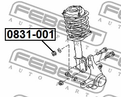 Гайка поворотного кулака SUBARU LEGASY B10-B14 0831-001 0831-001 FEBEST