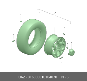 Гайка крепления колеса 316300310104070 UAZ UAZ