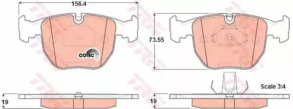 Колодки тормозные BMW E38 740, X5 передние (4шт.) TRW GDB1261 TRW