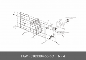 Брызговик FAW 3250 (6х6) крыла передний правый (резиновый) OE 510338455RC FAW