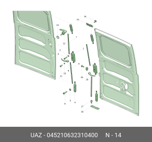 Защелка УАЗ-452 задвижки замка верхняя (ОАО УАЗ) 045210632310400 UAZ UAZ