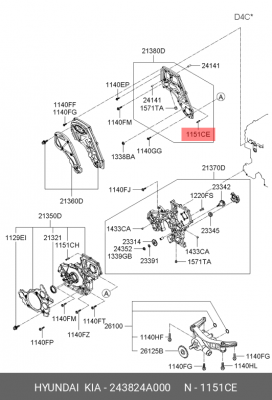 Шпилька HYUNDAI KIA OE 243824A000 HYUNDAI KIA