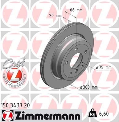 диск тормозной !задн. 300x20/66-5x120 \ BMW 1 E81/E87/3 E90/E91/E92/E93 150.3437.20 ZIMMERMANN