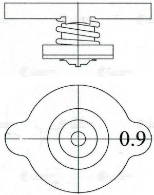 Крышка (пробка) радиатора для ам Lada,Toyota,Honda,Mazda,Nissan 0.9 bar (большой LL 1901 LUZAR