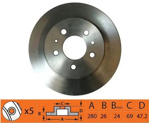 Диск тормозной передний HYUNDAI TUCSON 06-/i30 09-/KIA CEED 06-/SPORTAGE 04- BR1 BR11125T SB NAGAMOCHI