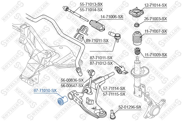 сайлентблок рычага пер.!\Mazda 626/MX-6/Xedos 6 GE/GF/GW/CA all 91> 87-71010-SX STELLOX