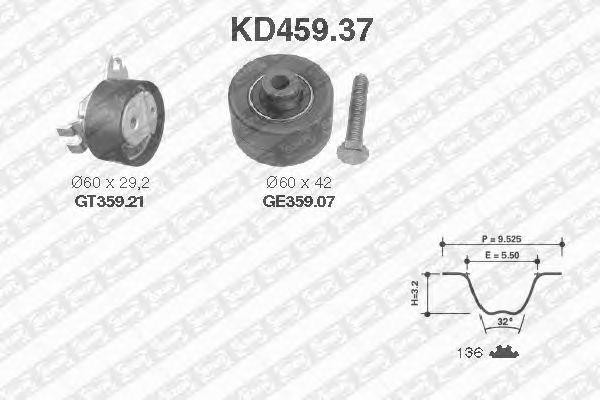 рем.к-кт ГРМ!\ Citroen Xantia, Peugeot 306/406 1.8 16V 95> KD459.37 NTN SNR