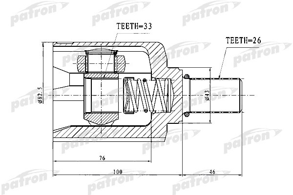 ШРУС внутренний RENAULT Duster (11-) левый комплект PATRON PCV1727 PATRON