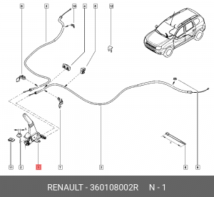 Механизм стояночного тормоза 360108002R 360108002R RENAULT