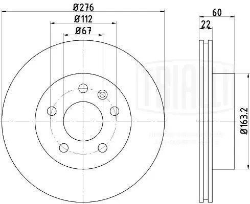 Диск торм. Mercedes Vito (W638) (96-) перед. d=276 (DF 155108)  2шт DF 155108 TRIALLI