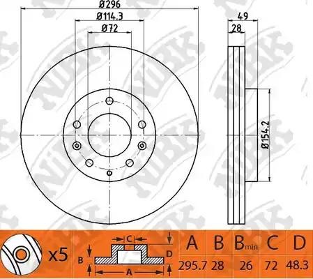 Диск тормозной MAZDA CX-7,CX-9 (07-) передний (1шт.) NIBK RN1501 NIBK
