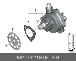 звездочка насоса масляного!\ BMW E36/E34/E39/E38 2.0-3.0 M50/52/54 91> 11 41 7 516 128 BMW