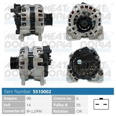 Генератор ЛАДА Largus (10-) RENAULT Logan (10-) 90А MEAT&DORIA 5510002 MEAT DORIA