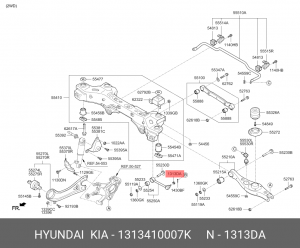 Гайка HYUNDAI Elantra (06-),ix35 (10-) наконечник рулевой тяги OE 1313410007K HYUNDAI KIA