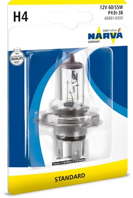 Лампа 12V H4 60/55W P43t-38 блистер (1шт.) Standard NARVA 488814000 NARVA