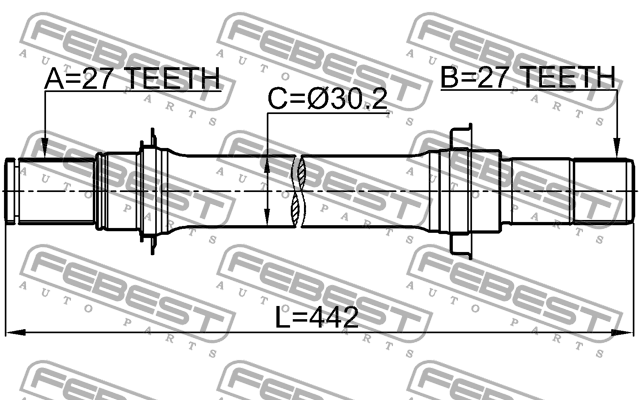Полуось правая HONDA ACCORD CL# 2002-2008 0312-CL7ATRH 0312-CL7ATRH FEBEST