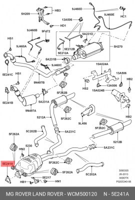 прокладка глушителя!\ Land Rover Discovery Sport/Range Rover Evoque/Freelander/R WCM500120 LAND ROVER
