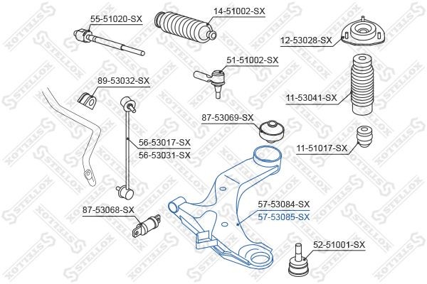 рычаг правый!\ KIA Cerato 04> 5753085SX STELLOX