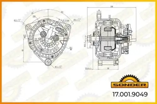 Генератор Premium 28V, 110A без шкива о.н MAN 0124655009 / MAHLE - MG 794 — 2 го 170019049 SONDER