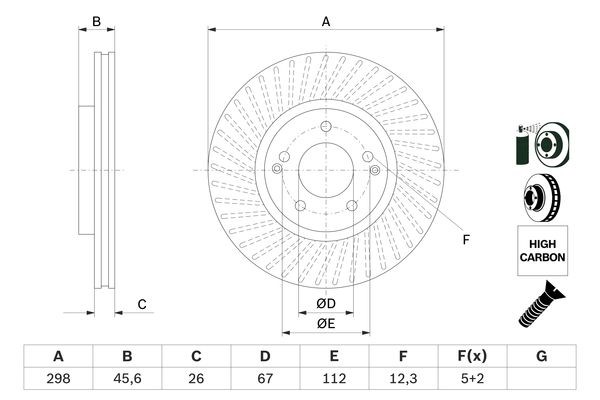 Диск тормозной SSANGYONG Actyon (10-) передний (1шт.) BOSCH 0986479E36 BOSCH