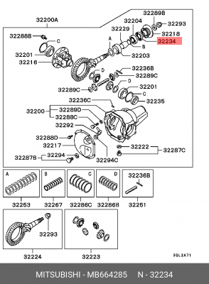 Сальник MITSUBISHI Pajero (90-00),Montero (92-00) хвостовика редуктора переднего MB664285 MITSUBISHI
