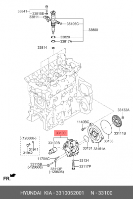 Насос топливный HYUNDAI HD120 дв.D6GA OE № 3310052001 HYUNDAI KIA