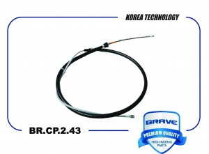Трос ручного тормоза 1660mm BR.CP.2.43 6RU609721E VW Polo 15-, Skoda Rapid 13-21 BRCP243 BRAVE