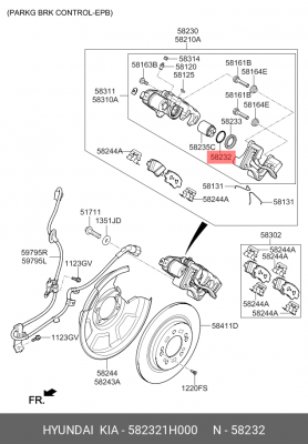 Кольцо поршня тормозного супорта 58232-1H000 582321H000 HYUNDAI KIA