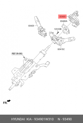 Кольцо HYUNDAI Elantra (11-) KIA Rio (12-) колеса рулевого контактное OE 934901W310 HYUNDAI KIA
